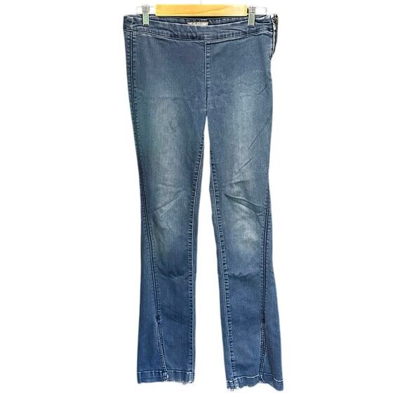 Free People Low Rise Split Hem Y2K Boho Coastal Cowgirl Pull On Flared Jeans 28 - Picture 3 of 14